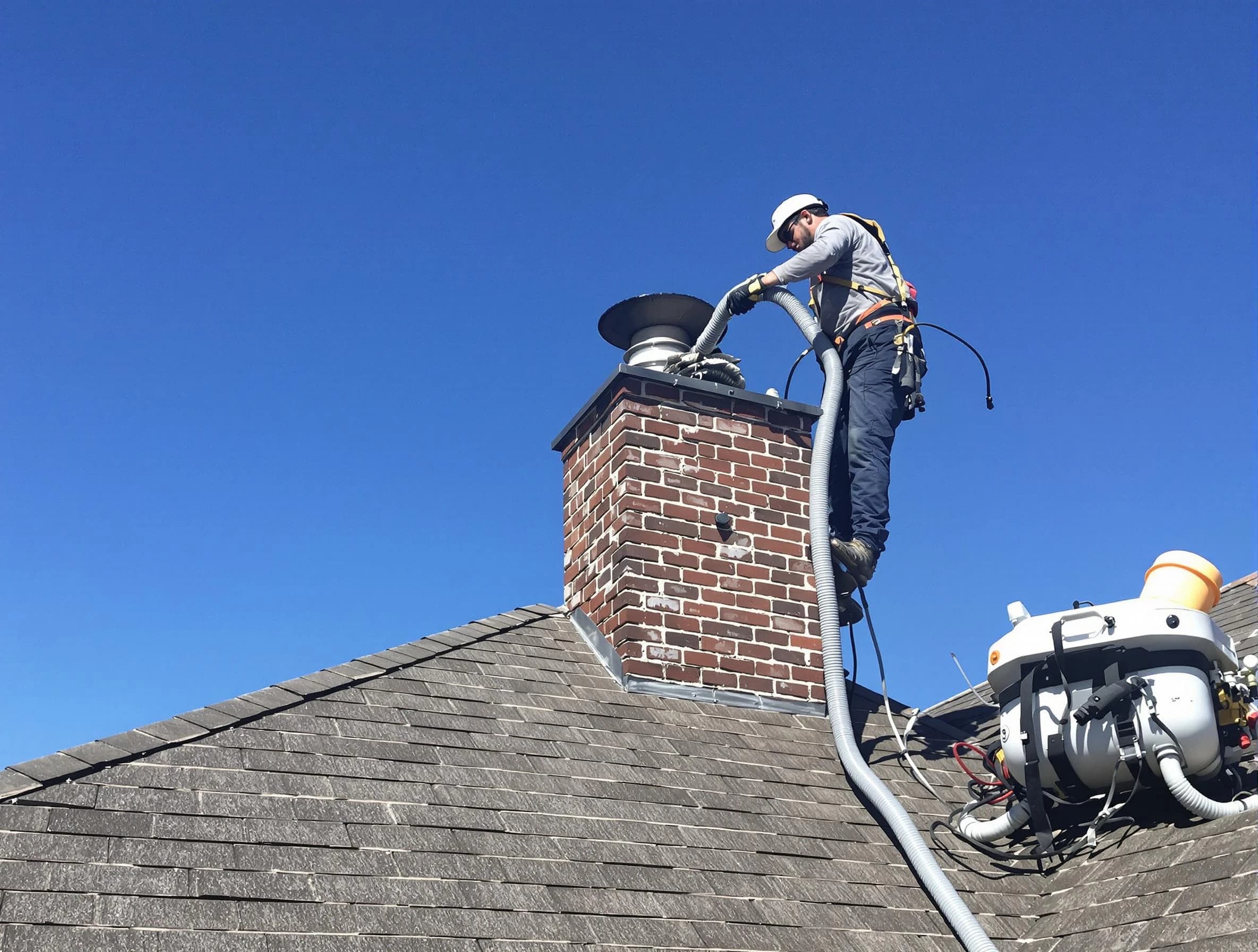 Dedicated Moody Chimney Sweep team member cleaning a chimney in Moody, AL