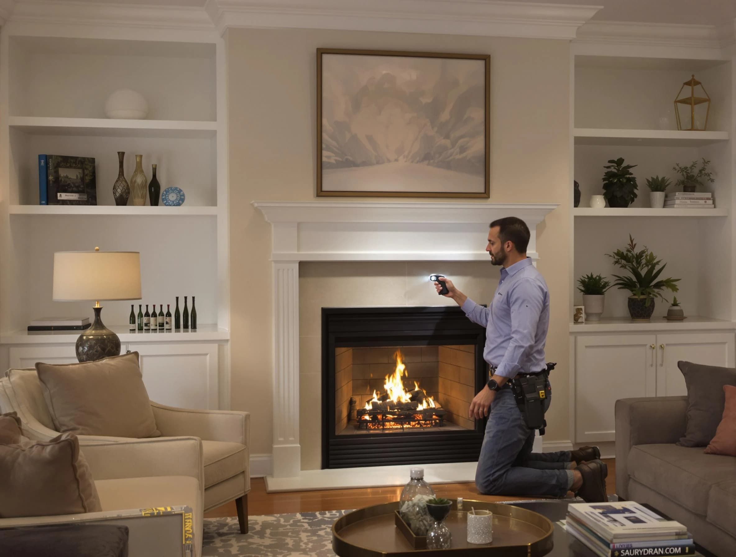 Moody Chimney Sweep conducting a fireplace safety inspection in Moody, AL