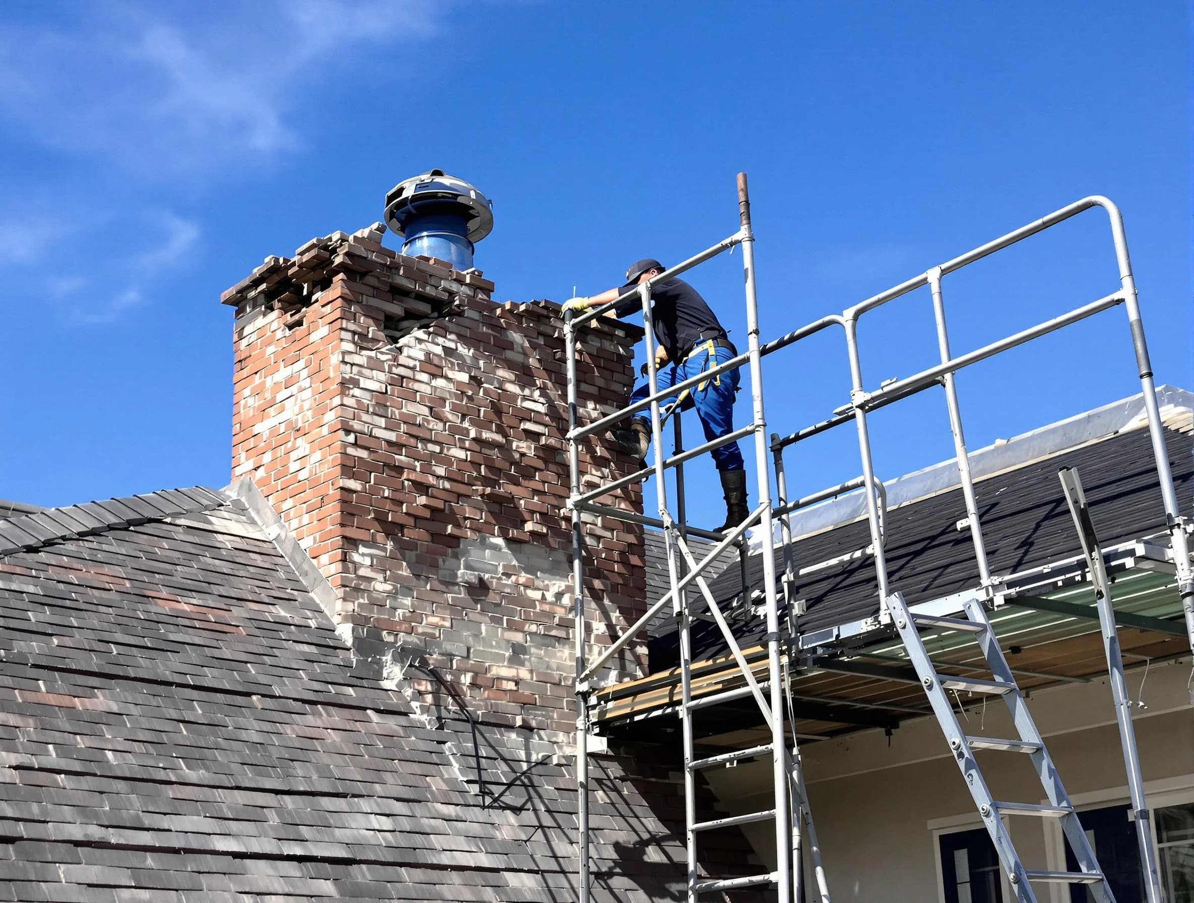 Rebuilding a chimney structure by Moody Chimney Sweep in Moody, AL