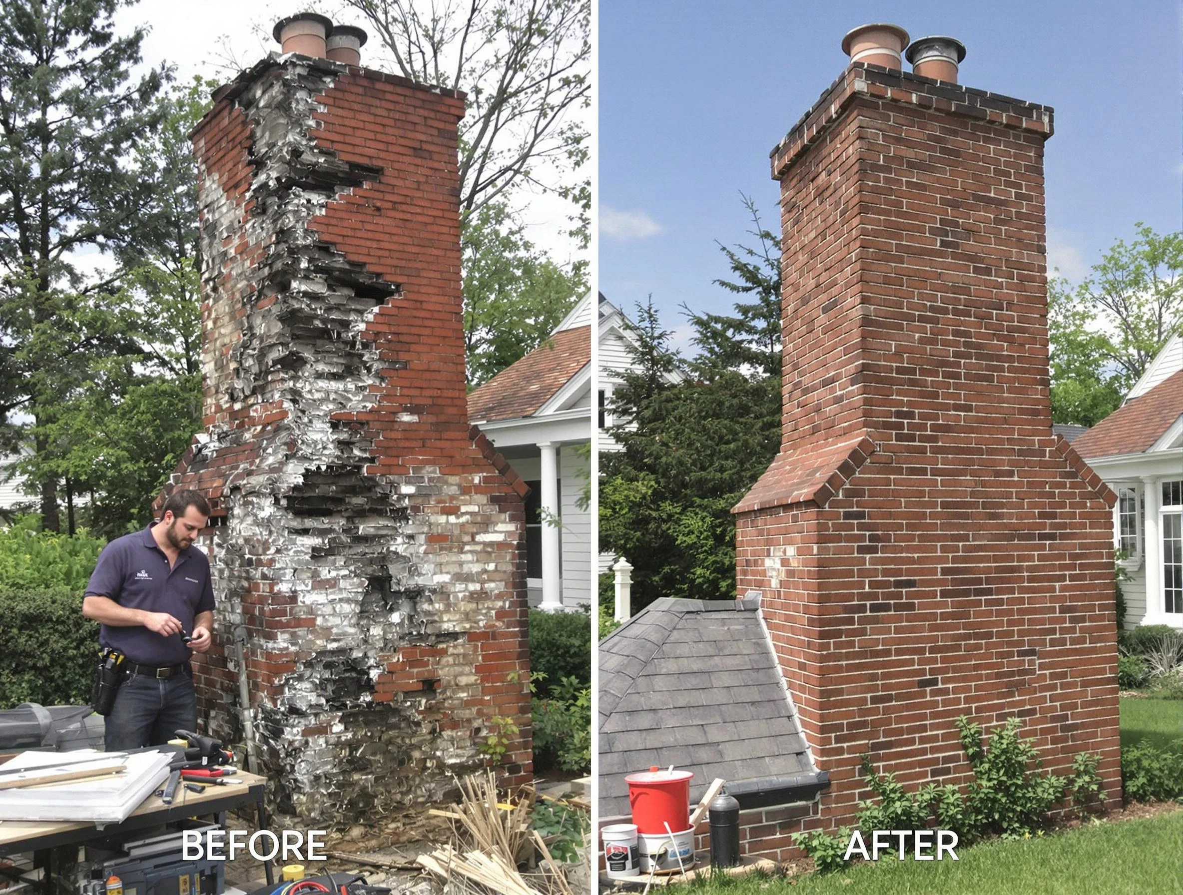 Moody Chimney Sweep performing a full chimney restoration in Moody, AL